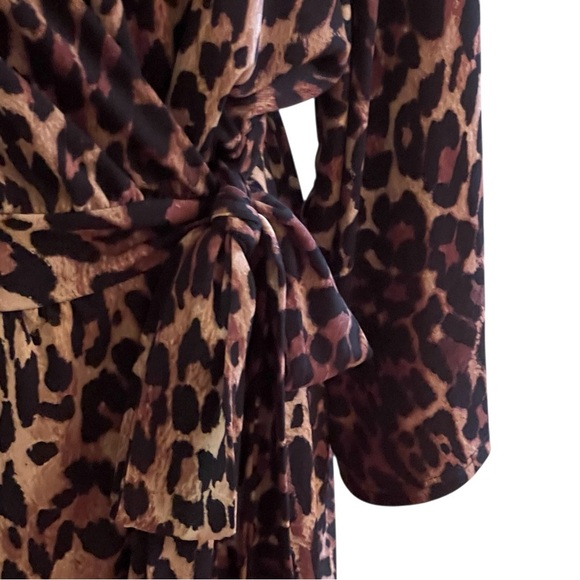 PLUS SIZE!!🔥SALE🔥LANE BRYANT LEOPARD ANIMAL PRINT JERSEY WRAP DRESS SZ 26/2 - Picture 11 of 12